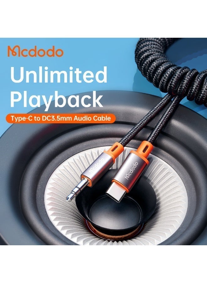 مكدودو USB Type-C to 3.5mm AUX Jack Coil Cable CA-0900 Castle Series – 1.8m - Image 3