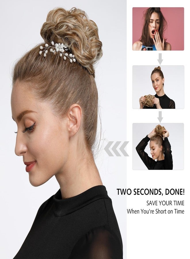 Rose bud Messy Bun Hair Pieces Scrunchie Hair Bun Extensions Synthetic Chignon Hairpiece for Women Hair Updos Chocolate Brown & Deep Golden Mixed - Image 5