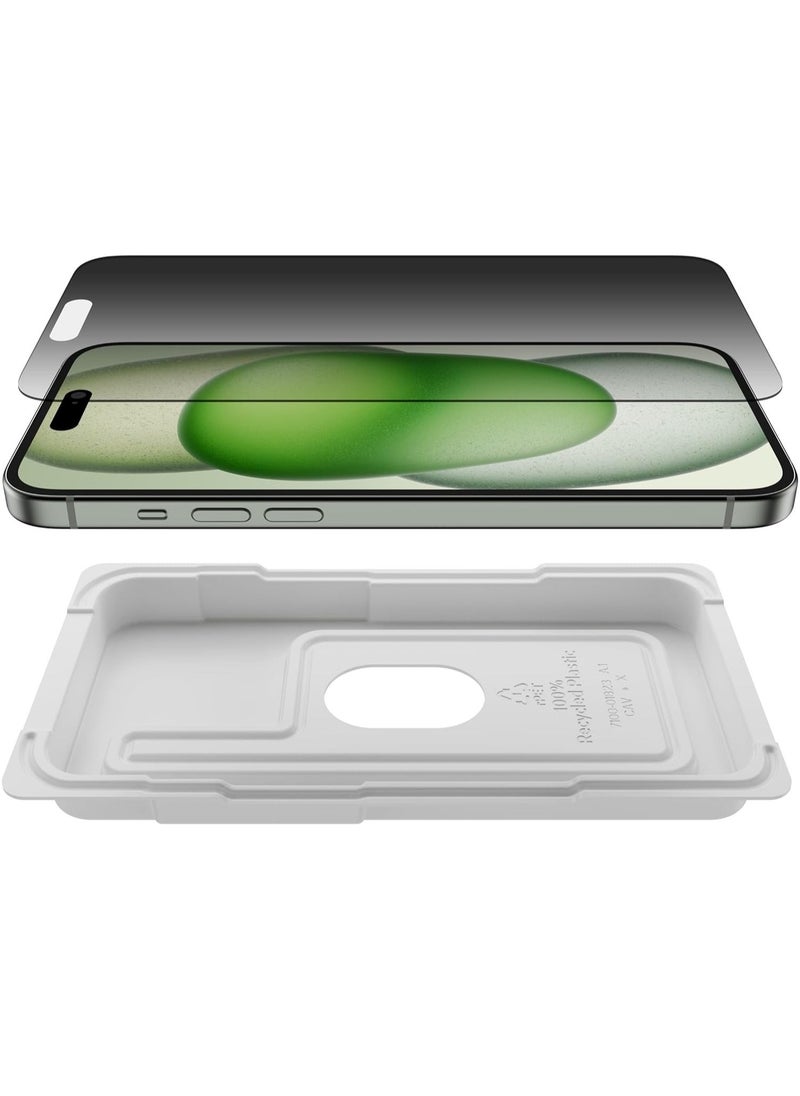 Raxoom ScreenForce TemperedGlass Treated Privacy Screen Protector for iPhone 15 Plus & iPhone 14 Pro Max - Slim & Scratch-Resistant - Includes Easy Align Tray for Bubble Free Application - Image 4