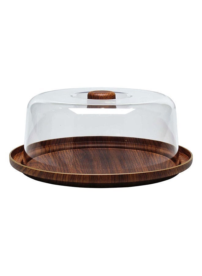 Evelin Wooden Cake Stand with Glass Dome Cover – Multifunctional Wood Serving Platter, Dessert & Cake - Image 2