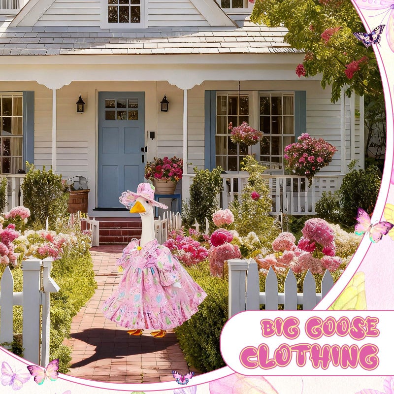 FuWeave Spring Goose Outfit Fancy Dress Butterfly Porch Goose Clothes for 23" Large Statue Outdoor Patio Yard Lawn Art Decoration - Image 5