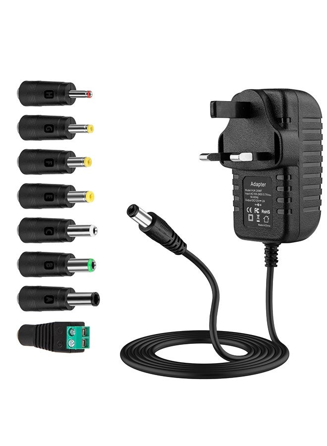 8 في 1 كابل شحن موصل محول الطاقة العالمي 12 فولت ، مع 8 رحلات موصل لأضواء الشريط LED ، جهاز توجيه لاسلكي ، مفاتيح محور USB ، كاميرات الأمن ، صناديق DVR CCTV ، صندوق التلفزيون الطاقة - Image 1