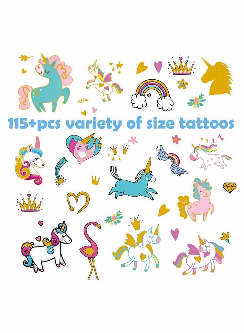 SYOSI 6 Sheets Temporary Tattoos for Kids Large Unicorn Glitter Tattoos for Kids Girls Boys Stick on Tattoos Party Bag Fillers Party Favours Supplies - Image 5