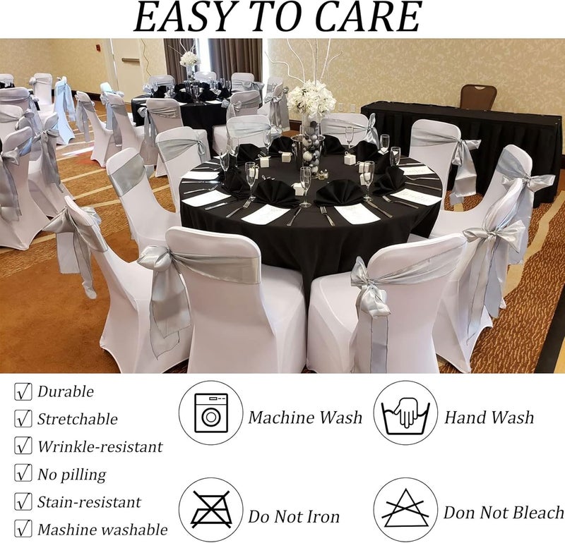 klarako 4 Pack 5FT Round Spandex Tablecloth 60 Inch Black Stretchable Table Cover Washable and Wrinkle Resistant Table Cloth, Fitted Round Table for Wedding, Banquet, Birthday, Party, Restaurant (Black) - Image 5