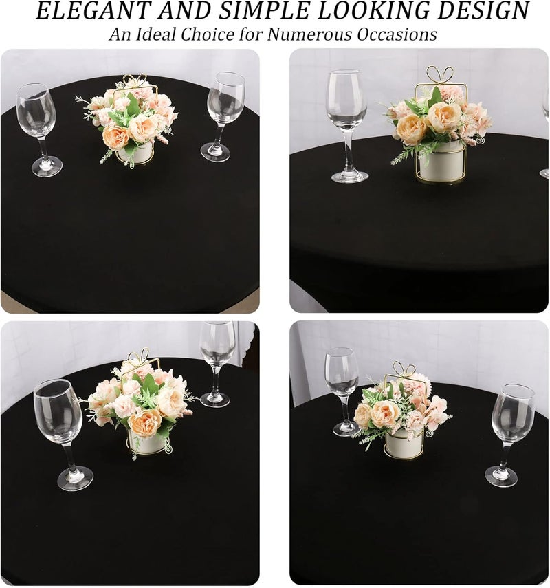 klarako 4 Pack 5FT Round Spandex Tablecloth 60 Inch Black Stretchable Table Cover Washable and Wrinkle Resistant Table Cloth, Fitted Round Table for Wedding, Banquet, Birthday, Party, Restaurant (Black) - Image 4