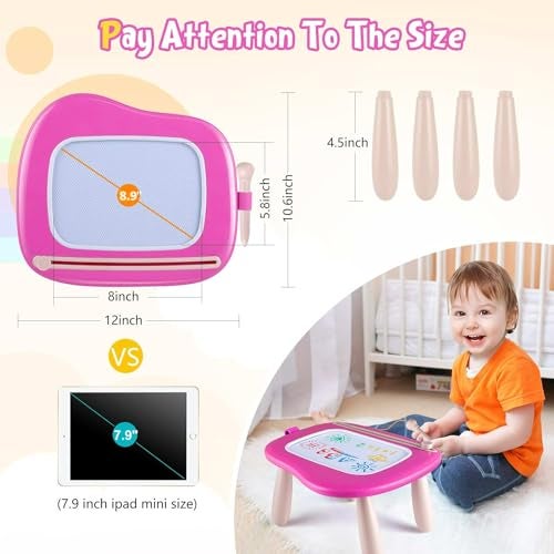 Smasiagon Magnetic Drawing Board for Toddlers Erasable Doodle Board for Home Travel  Preschool  Fun  Educational Toy for Baby Girls BoysAges 13 Rose - Image 5