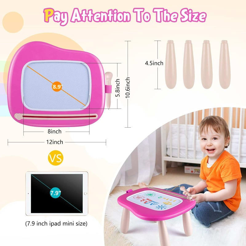 Smasiagon Magnetic Drawing Board for Toddlers Erasable Doodle Board for Home Travel  Preschool  Fun  Educational Toy for Baby Girls BoysAges 13 Rose - Image 3