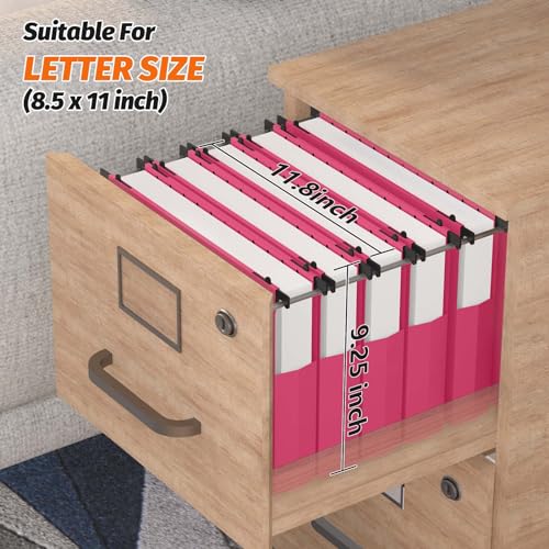 Shutex Extra Capacity Plastic Hanging File Folders,12 Pack Reinforced Expanding Hang Folder Letter Size,Accordian Pocket,Heavy Duty 2 Inch Expansion, Hard Hanging Folder Organizer for Office Home,Pink - Image 3