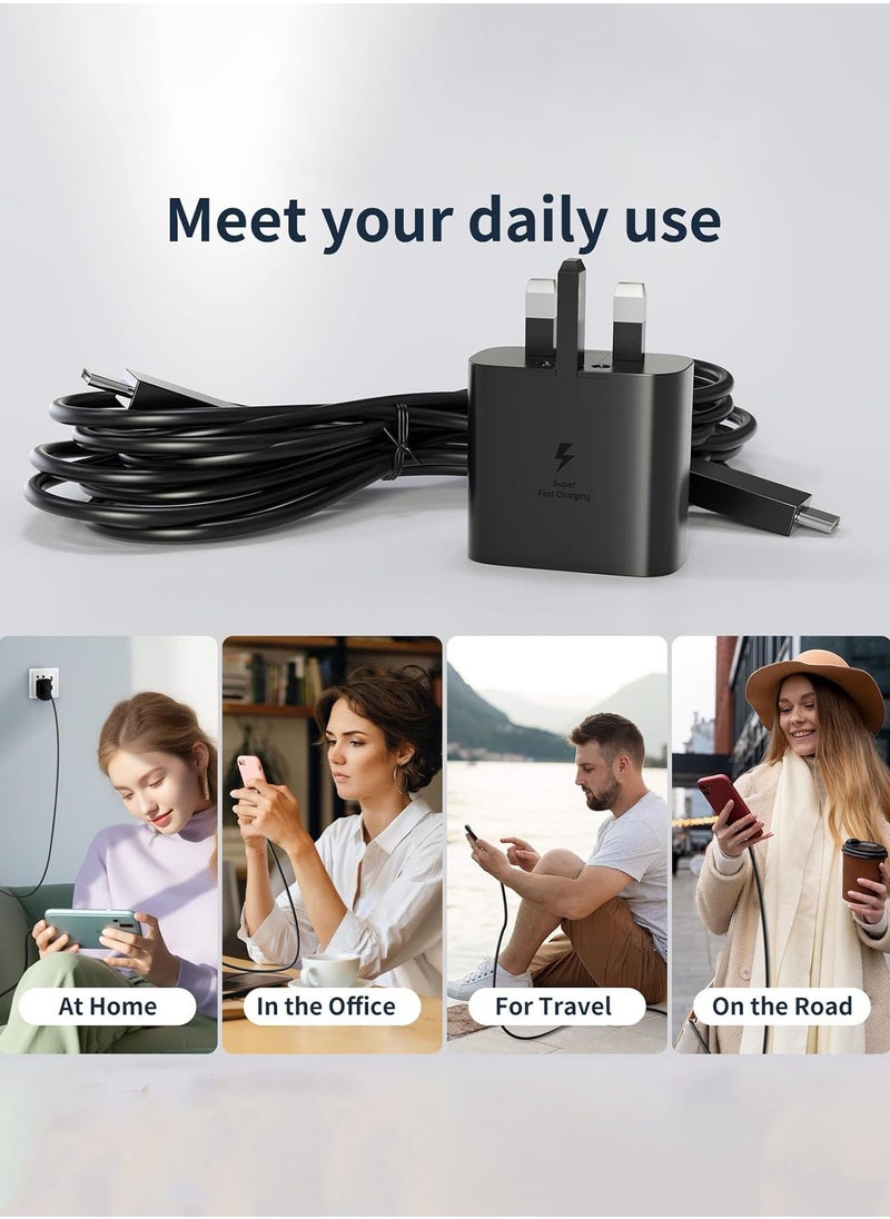 Generic - 45W Super Fast Charger For Samsung Type C Plug with USB C Cable, Wall Charger Plug Adaptor and Cable Compatible With Samsung Galaxy S24 Ultra/S24 Plus/S23 FE/S24/S22/S21 S20,A54 A25 A15 A05S A53 A34 A23 5G,Z Fold 4 5/Z Filp,Tab S7 S8 S9 Black - Image 1