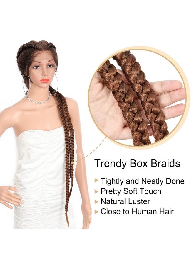 Beauart - Brinbea 36” Lace Front Box Braided Wigs For Black Women Box Braid Wig Human Hair Blended Braided Lace Front Wigs Glueless Dutch Braid Hair Wigs - Image 1