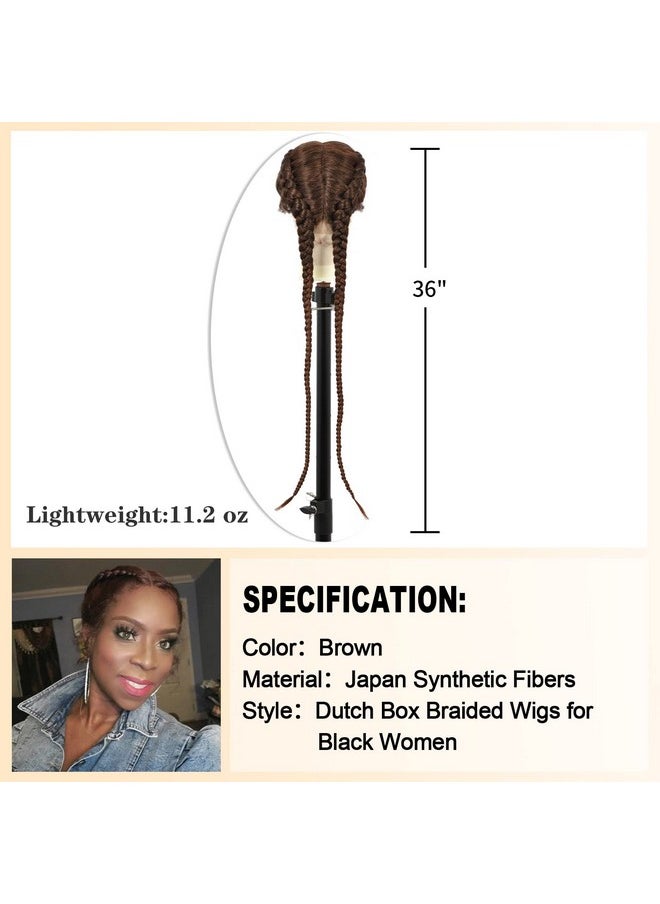 Beauart - Brinbea 36” Lace Front Box Braided Wigs For Black Women Box Braid Wig Human Hair Blended Braided Lace Front Wigs Glueless Dutch Braid Hair Wigs - Image 1
