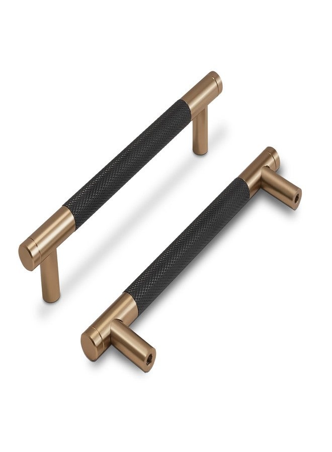 COTYKILEY 10 Pack 5 Inch(128mm) Black and Champagne Bronze Knurled Cabinet Handles Knurled Kitchen Cabinet Pulls Cabinet Door Handles Kitchen Cabinet Hardware Cupboard Drawer Pulls Dresser Handles - Image 1