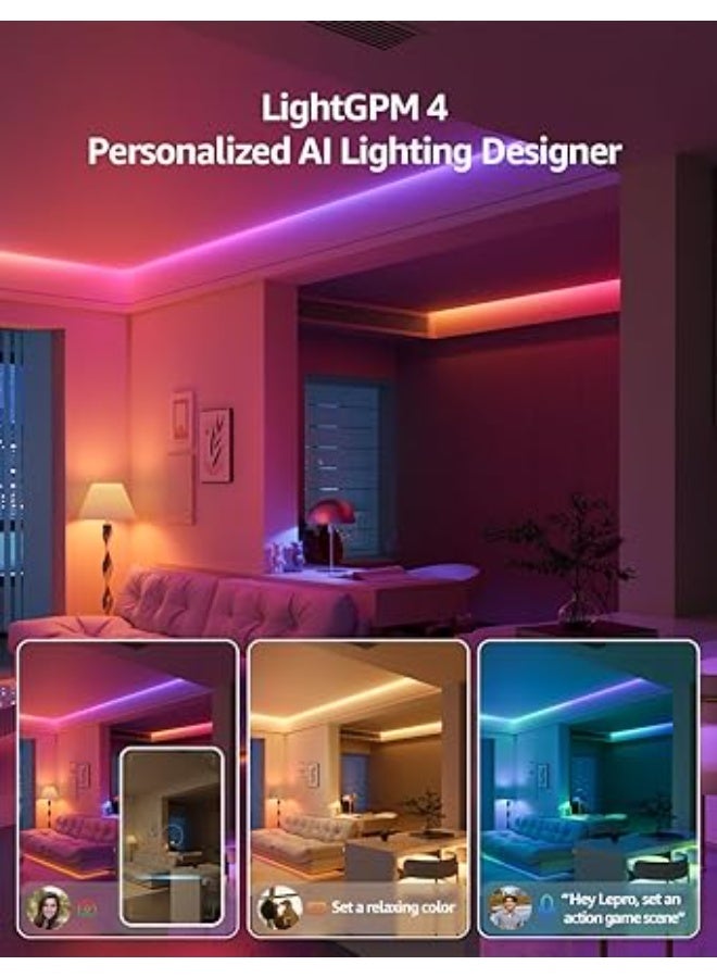 Lepro S1 AI Smart Rainbow LED Strip Light 5M, 30 LEDs/M, Music Sync, Works with Alexa & Google Home, WiFi Bluetooth App Voice Control, AI Lighting Design Assistant, MagicColor LED Lights for Bedroom - Image 5