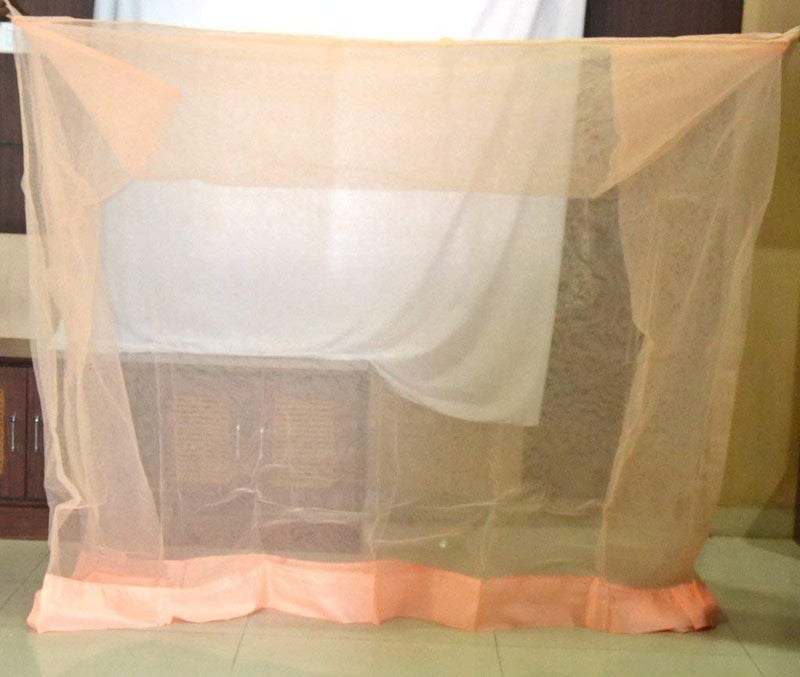 Divayanshi Foldable Polycotton Mosquito Net (Machhardani) for King Size Bed (Peach, 8x8 ft) | Strong, Breathable & Lightweight | Easy to Use, Durable & Portable | Full Protection for Home & Travel - Image 1