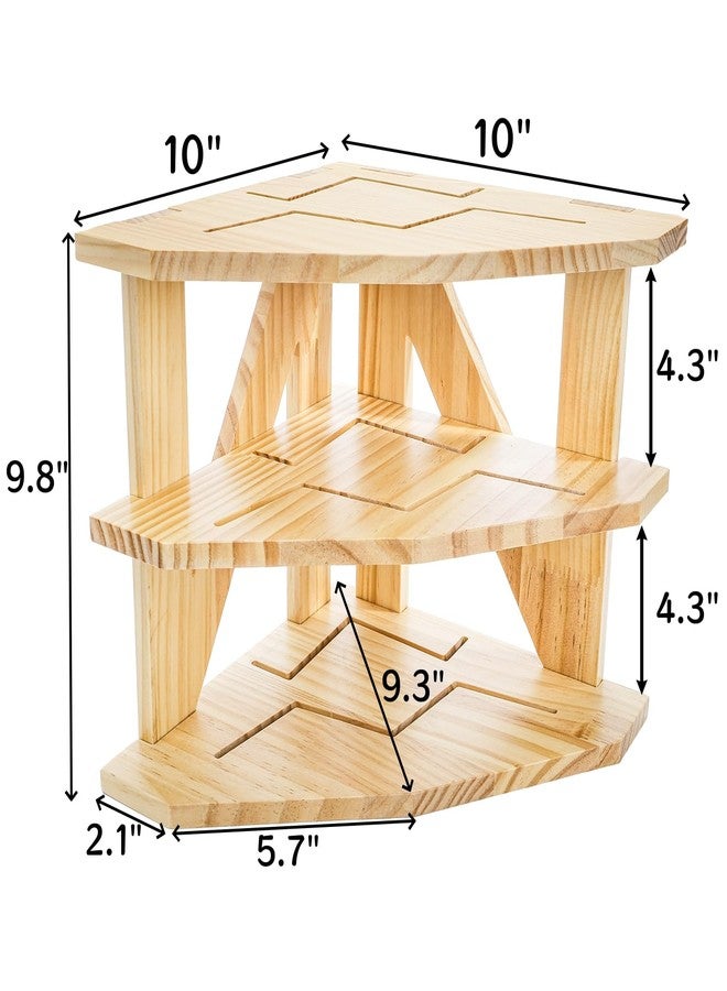 Goaste 3 Tier Wood Corner Shelf, Kitchen Countertop Storage Organizer, Cabinet Bowls & Spice Rack, Space-Saving Counter Organizer Tray for Bread Pantry Organization, Kitchen, Bathroom, 10x10x9.8 Inch - Image 2