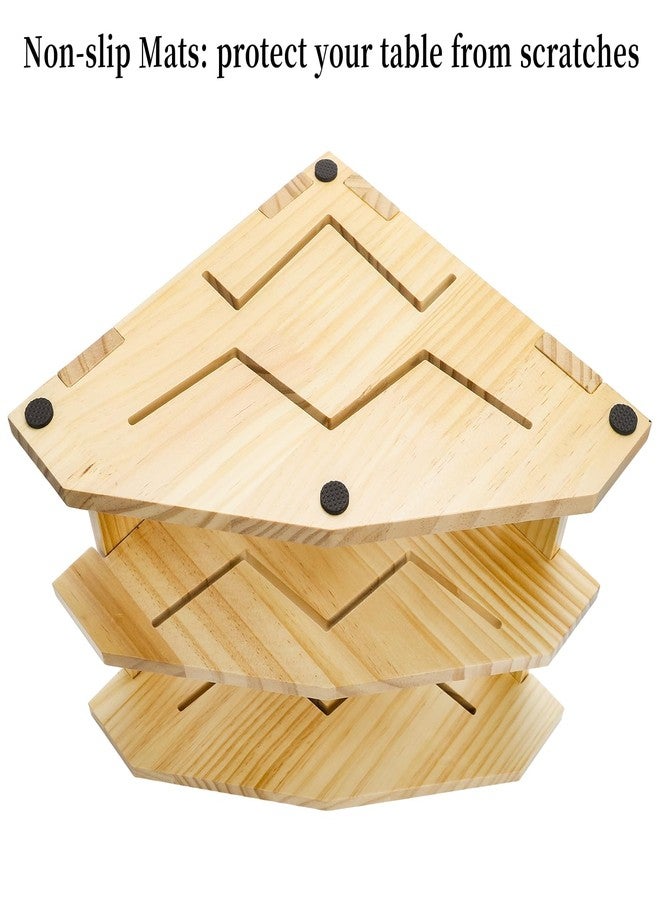 Goaste 3 Tier Wood Corner Shelf, Kitchen Countertop Storage Organizer, Cabinet Bowls & Spice Rack, Space-Saving Counter Organizer Tray for Bread Pantry Organization, Kitchen, Bathroom, 10x10x9.8 Inch - Image 4