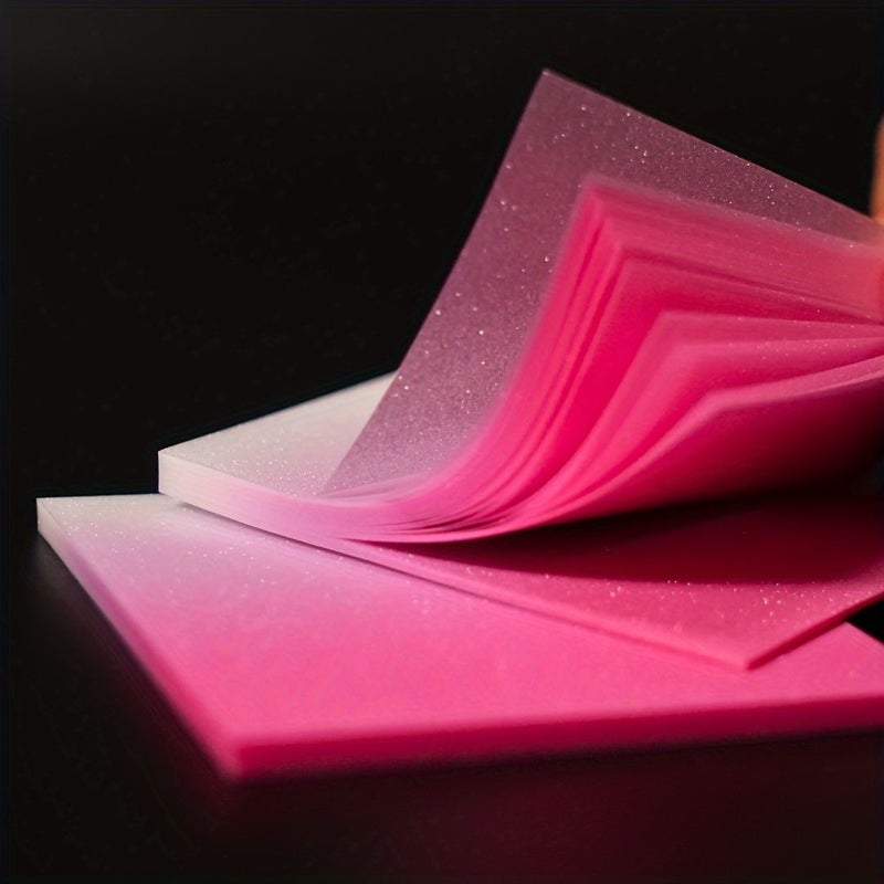 100 Sheets Pink Blue Gradient Translucent Sticky Notes Shiny Self Adhesive Residue Free 3x3 Inches Glowing Dreams - Image 1