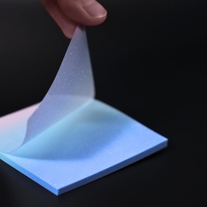 100 Sheets Pink Blue Gradient Translucent Sticky Notes Shiny Self Adhesive Residue Free 3x3 Inches Glowing Dreams - Image 5