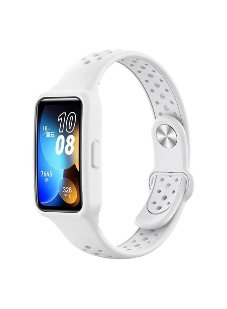 Strap Compatible with Huawei Band 9/8, Soft TPU Watch Strap, Strap Replacement [innovative design] (White)