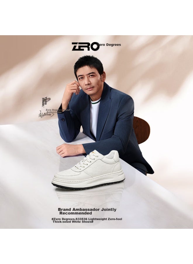 Zero Lingdu Lightweight Zero-feel Thick-soled Suit White Sneakers Casual Skateboard Shoes For Men, White, Size 40 - Image 1