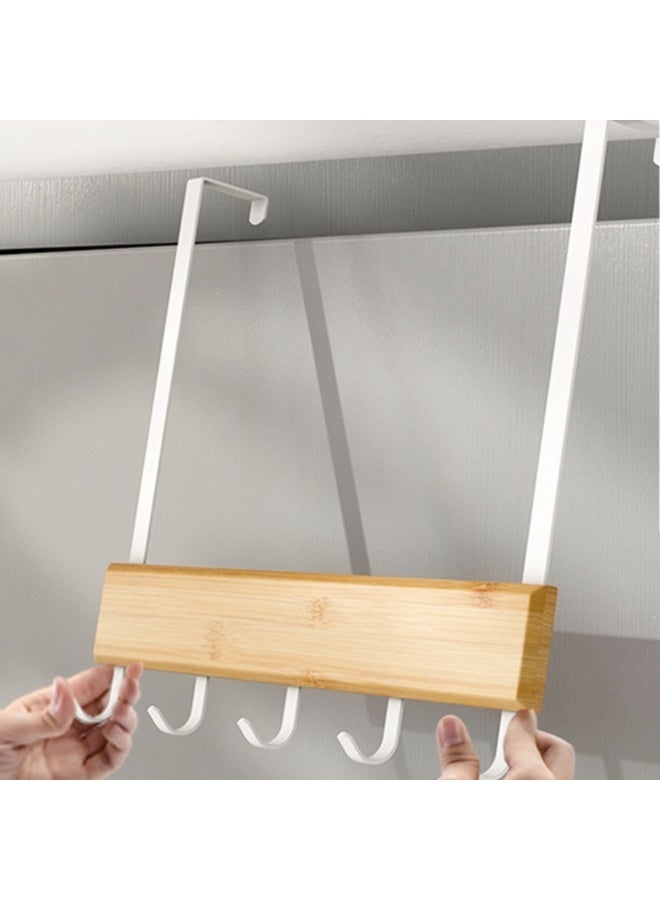 Smart Storage ⭐Smart Storage Over Door Hook Rack – 5 Hooks Heavy Duty Carbon Steel Door Hanger Organizer for Coats, Bags, Towels, Keys – Space Saving Over The Door Storage Rack – White - Image 1