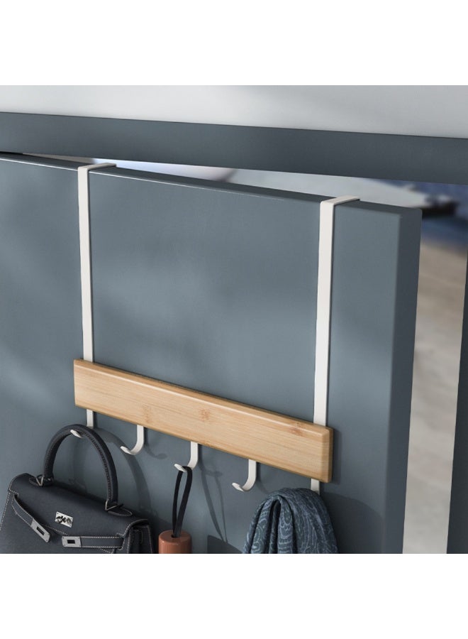 Smart Storage ⭐Smart Storage Over Door Hook Rack – 5 Hooks Heavy Duty Carbon Steel Door Hanger Organizer for Coats, Bags, Towels, Keys – Space Saving Over The Door Storage Rack – White - Image 4