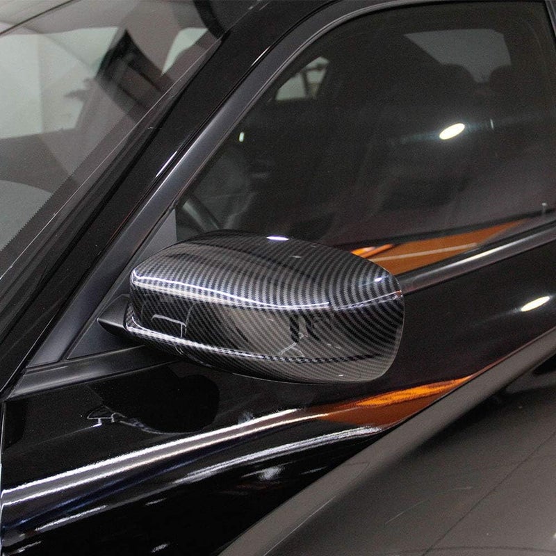 Crosselec Carbon Fiber Side Door Mirror Cover Molding Trim for Dodge Charger 2011-2021 for Chrysler 300 300C 2011-2022 (Carbon Fiber Pattern) - Image 2