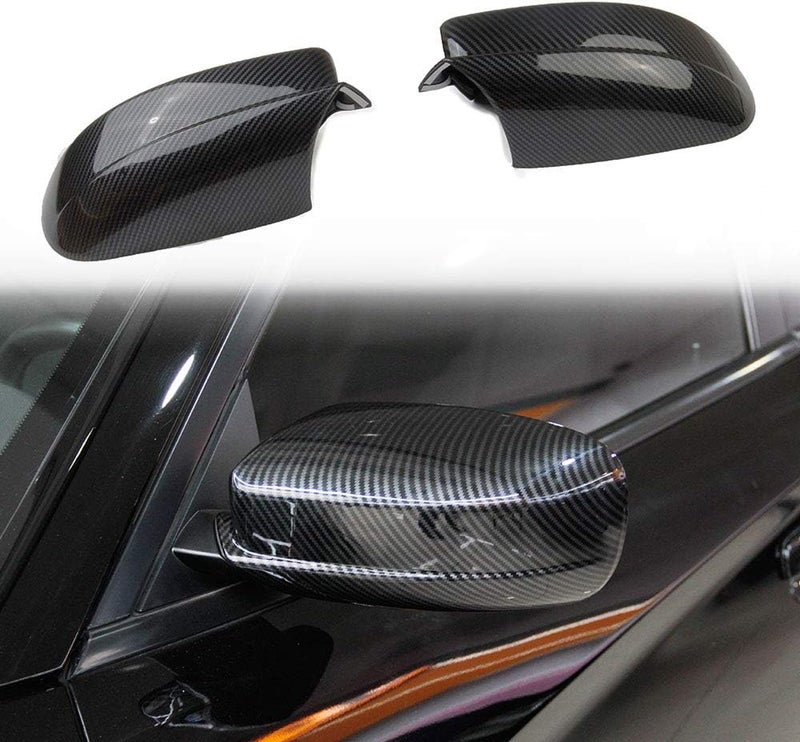 Crosselec Carbon Fiber Side Door Mirror Cover Molding Trim for Dodge Charger 2011-2021 for Chrysler 300 300C 2011-2022 (Carbon Fiber Pattern) - Image 1
