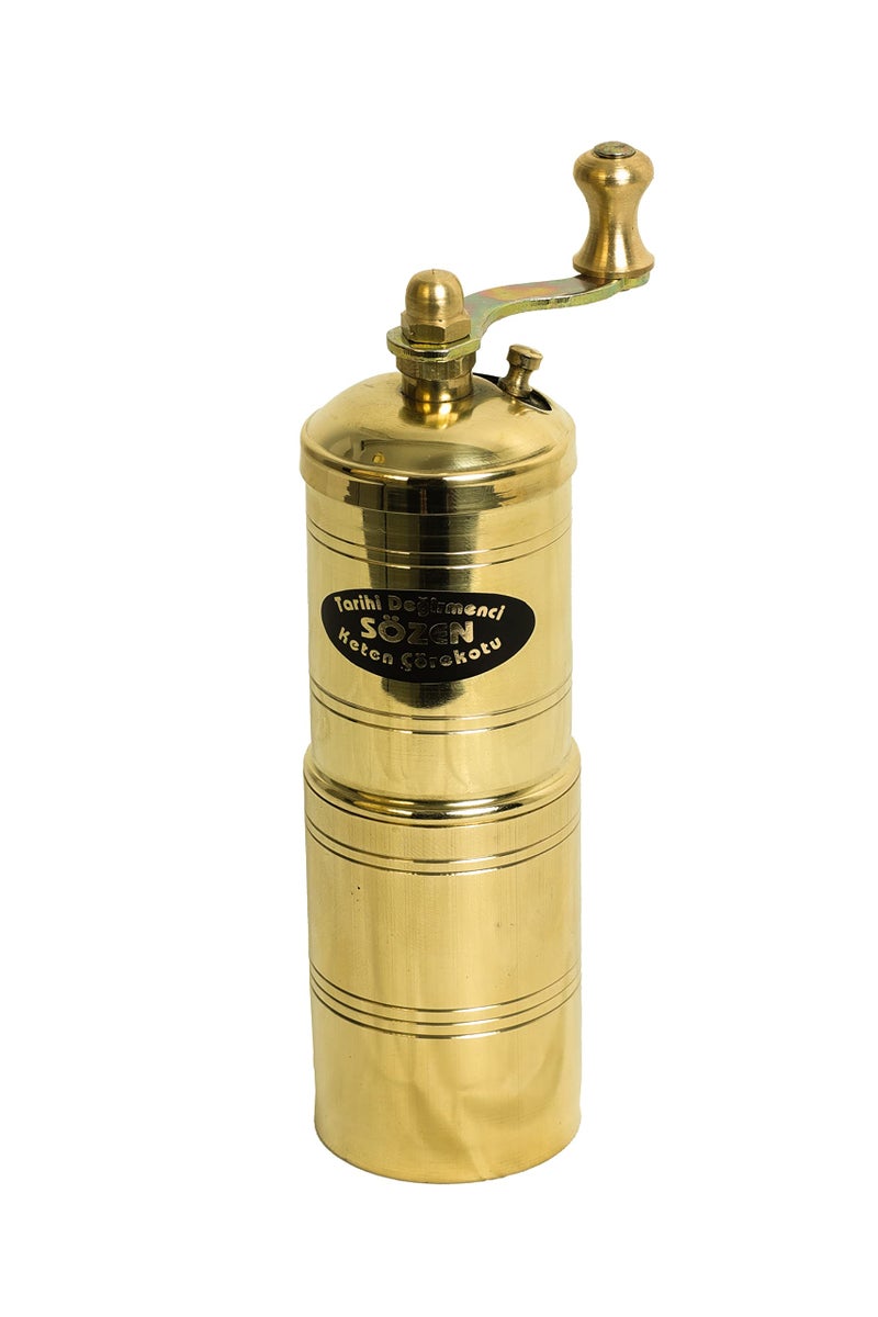 Ottoman Inspirations Handmade Sozen Black Seed Grinder Manual Brass Mill 5.91'', Portable Stainless Steel Conical Burr Black Seed Mill, Portable Hand Crank Turkish Black Seed Grinder, Sozen Black Seed Grinders  - Image 2