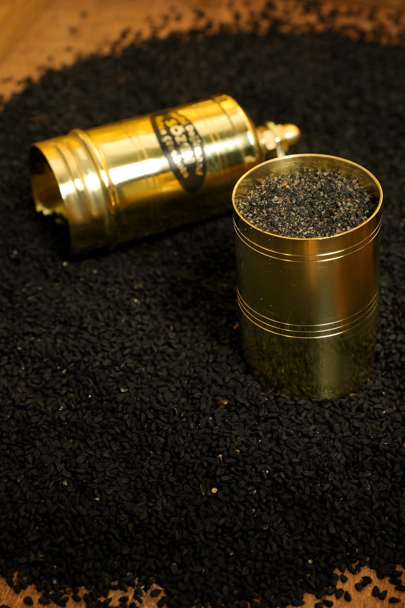 Ottoman Inspirations Handmade Sozen Black Seed Grinder Manual Brass Mill 5.91'', Portable Stainless Steel Conical Burr Black Seed Mill, Portable Hand Crank Turkish Black Seed Grinder, Sozen Black Seed Grinders  - Image 3
