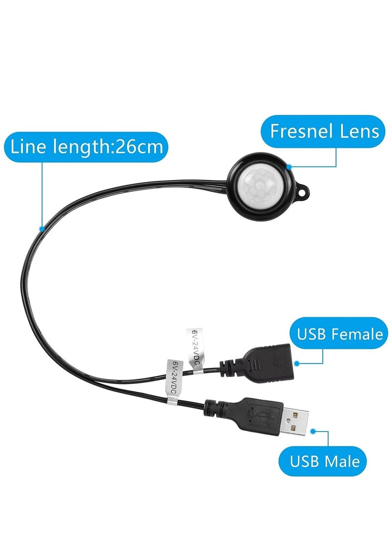 KASTWAVE Mini PIR Motion Sensor Switch, with USB Interface Cable 2A PIR Infrared Motion Human Body Sensor Detector Switch Light Sensor Adjustable, for LED Strip - Image 2