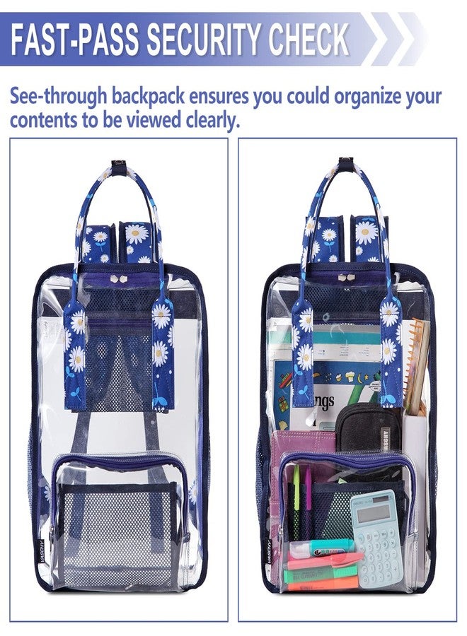 فاشي حقيبة ظهر شفافة من VASCHY للنساء، حقيبة ظهر مربعة متينة وشفافة معتمدة للاستخدام في الملاعب، مناسبة للفتيات المراهقات، حقيبة كتب مدرسية، حقيبة ديزي - Image 5