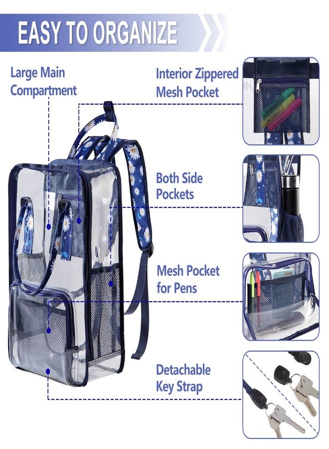 فاشي حقيبة ظهر شفافة من VASCHY للنساء، حقيبة ظهر مربعة متينة وشفافة معتمدة للاستخدام في الملاعب، مناسبة للفتيات المراهقات، حقيبة كتب مدرسية، حقيبة ديزي - Image 3