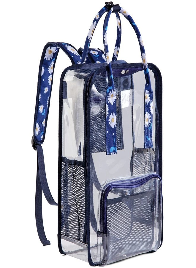 فاشي حقيبة ظهر شفافة من VASCHY للنساء، حقيبة ظهر مربعة متينة وشفافة معتمدة للاستخدام في الملاعب، مناسبة للفتيات المراهقات، حقيبة كتب مدرسية، حقيبة ديزي - Image 1