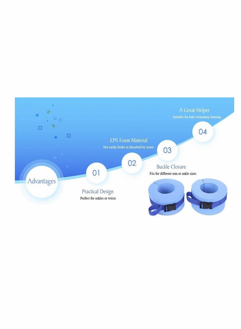 KASTWAVE أساور سباحة مائية من الرغوة، أساور تمارين رياضية، حلقات تعويم لتمارين اللياقة البدنية، أحزمة للكاحل والذراعين مع مشبك سريع الفك لتدريب اللياقة البدنية والسباحة، مجموعة من قطعتين - Image 3