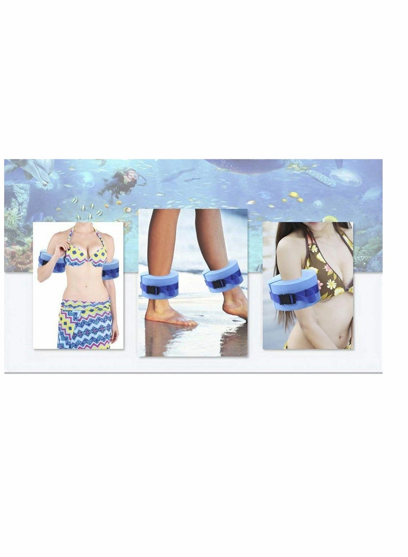 KASTWAVE أساور سباحة مائية من الرغوة، أساور تمارين رياضية، حلقات تعويم لتمارين اللياقة البدنية، أحزمة للكاحل والذراعين مع مشبك سريع الفك لتدريب اللياقة البدنية والسباحة، مجموعة من قطعتين - Image 2