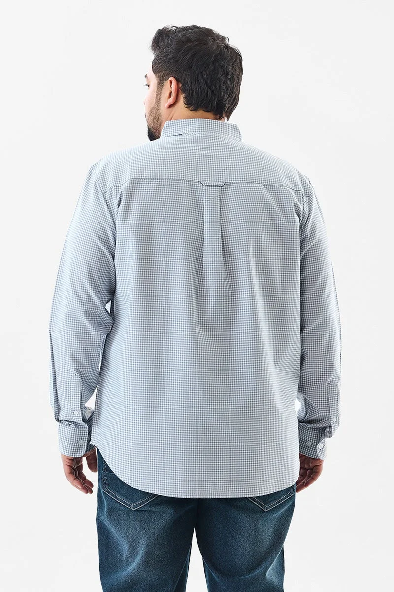 SNITCH Light Blue Light Blue Checkered Long Sleeve Regular Fit Plus Size Shirt for Men | Best Price UAE