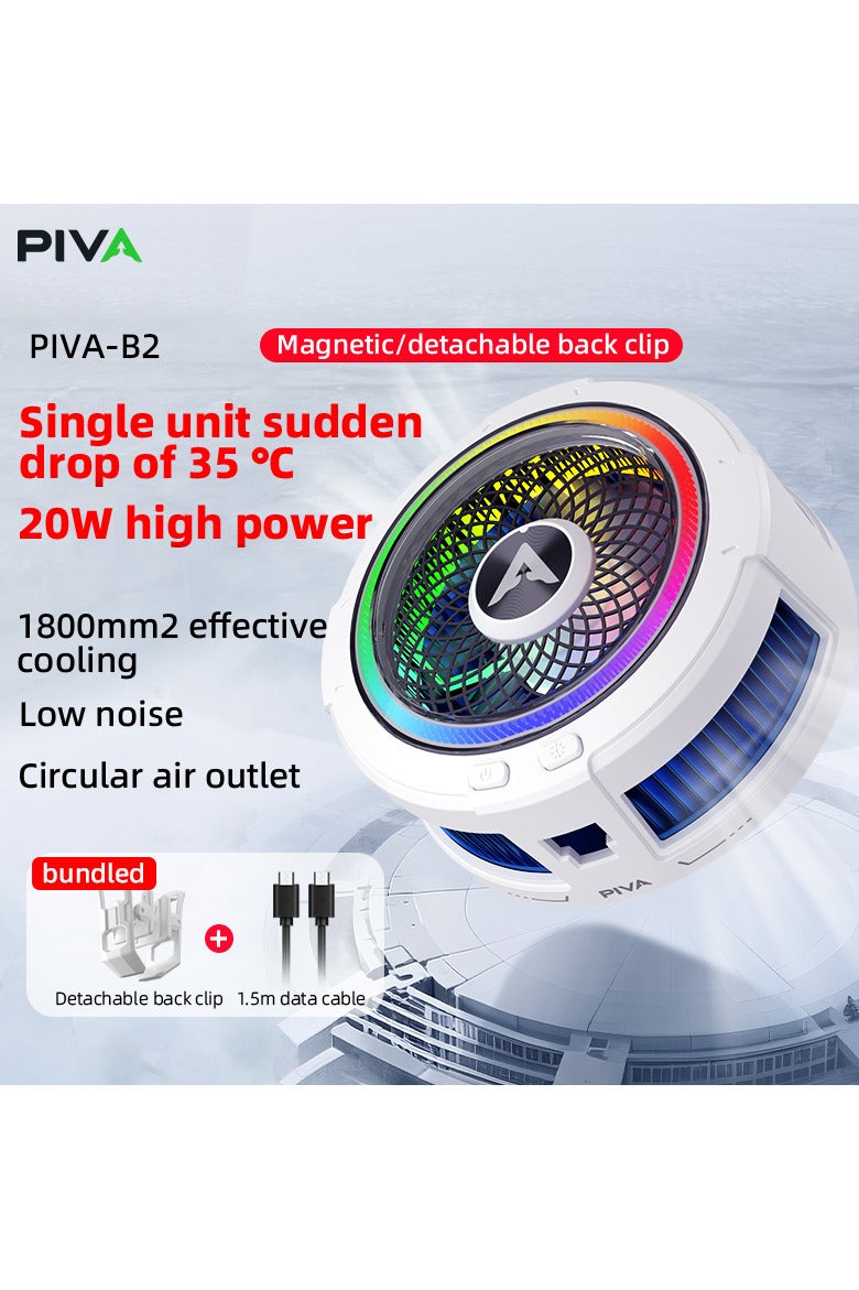 بيفا Piva B2 Ultra-Strong Magnetic Semiconductor Cooling fan with clamp for phones, fast cooling LED RGB - Image 2