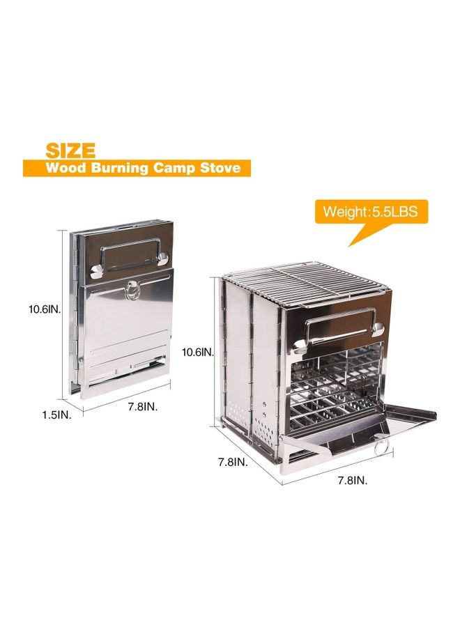 NIBEMINENT Portable Folding Stainless Steel Outdoor Wood Burning Camp Stove with Bag 10.6 x 7.8 7.8inch - Image 2