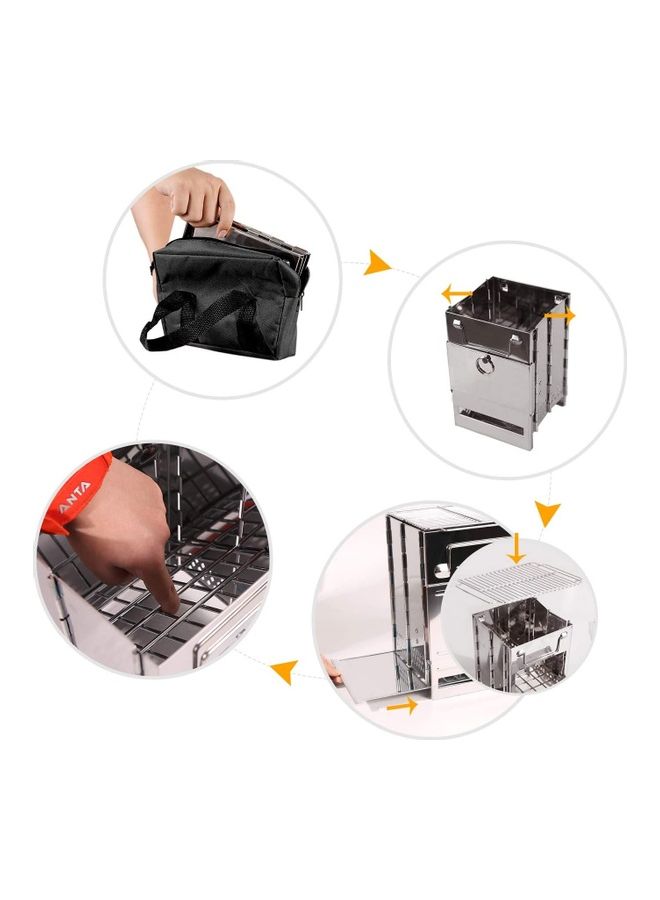 NIBEMINENT Portable Folding Stainless Steel Outdoor Wood Burning Camp Stove with Bag 10.6 x 7.8 7.8inch - Image 3
