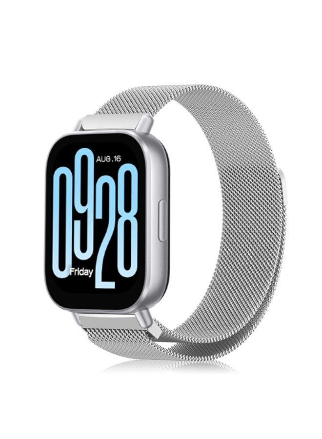 ChicVibe 22 mm Strap Compatible with Redmi Watch 5 Active/Redmi Watch 5 Lite, Metal Woven Stainless Steel Magnetic Replacement Strap, Classic Milanese Adjustable Watch Strap for Redmi Watch 5 Lite/Redmi Watch 5 Active, Silver - Image 1