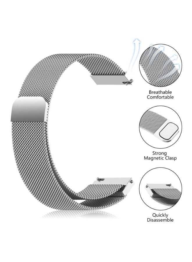 ChicVibe 22 mm Strap Compatible with Redmi Watch 5 Active/Redmi Watch 5 Lite, Metal Woven Stainless Steel Magnetic Replacement Strap, Classic Milanese Adjustable Watch Strap for Redmi Watch 5 Lite/Redmi Watch 5 Active, Silver - Image 2