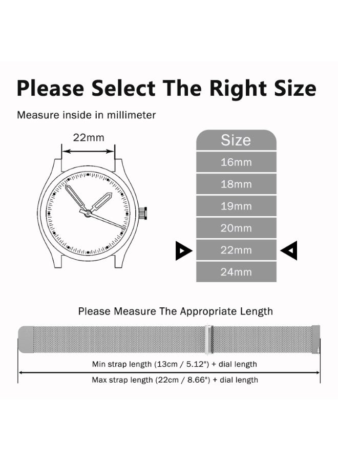 ChicVibe 22 mm Strap Compatible with Redmi Watch 5 Active/Redmi Watch 5 Lite, Metal Woven Stainless Steel Magnetic Replacement Strap, Classic Milanese Adjustable Watch Strap for Redmi Watch 5 Lite/Redmi Watch 5 Active, Silver - Image 5