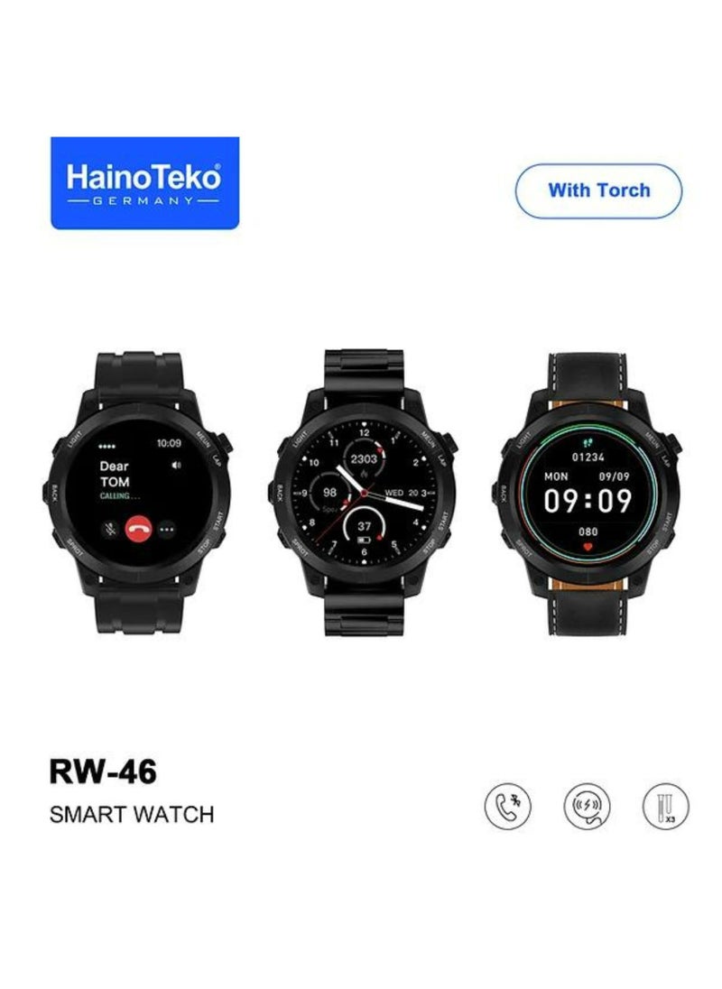 Haino Teko - Haino Teko Germany RW-46 Amolded Display_3 Pairs Strap(Silicone,Leather,Stainless Steel__Black - Image 1