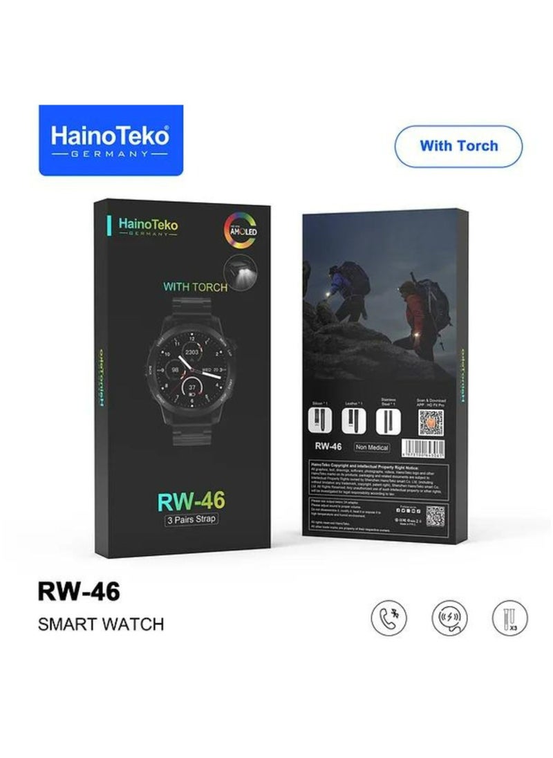 Haino Teko - Haino Teko Germany RW-46 Amolded Display_3 Pairs Strap(Silicone,Leather,Stainless Steel__Black - Image 1