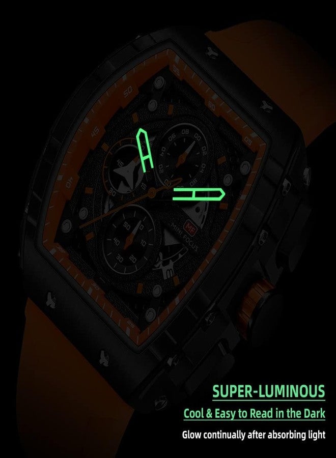 MF MINI FOCUS Men's Watch Fashion Tonneau Wrist Watches (Chronograph/Waterproof/Luminous/Calendar) Silicon Strap Quartz Watch for Men - Image 5