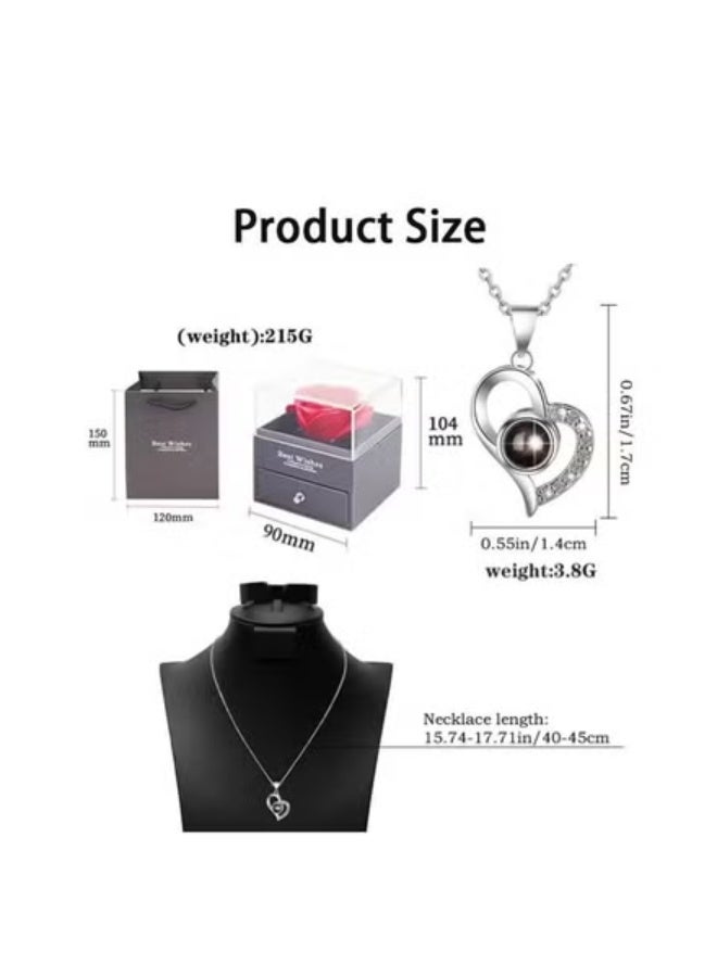 SYOSI Preserved Rose with Necklace - Infinity Rose in Love Box - Made from Real Fresh Beauty Rose - Romantic Gifts for Her, Female, Mother's Day - Image 4