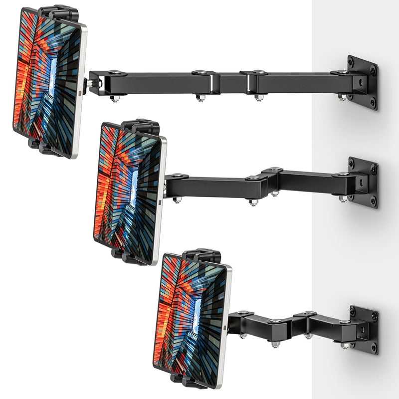 BAISHUN Tablet Wall Mount Holder, 3-Stage Extendable Arm, 360° Rotating Under Cabinet or Wall Mount for iPad Pro, Air, Galaxy Tab, and All 4.7–13.5" Tablets – Perfect for Kitchens, Offices - Image 4