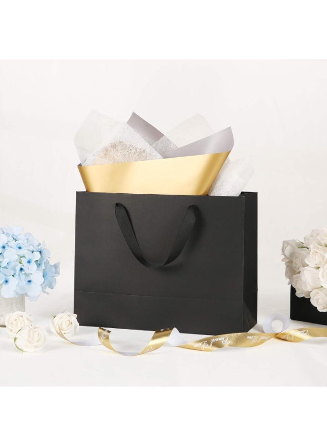 12 حقائب هدايا كبيرة - ماتي أسود حقائب هدايا ممتازة مع مقابض لجميع المناسبات (30 * 40 سم) - Image 2