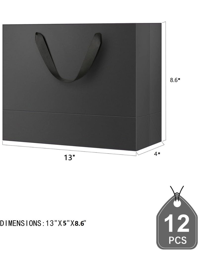 12 حقائب هدايا كبيرة - ماتي أسود حقائب هدايا ممتازة مع مقابض لجميع المناسبات (30 * 40 سم) - Image 5